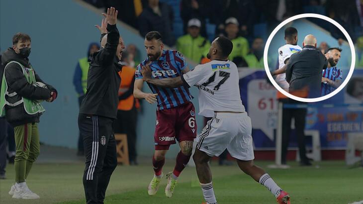 Trabzonspor - Beşiktaş maçında çılgına döndü! Rakibine tokat attı