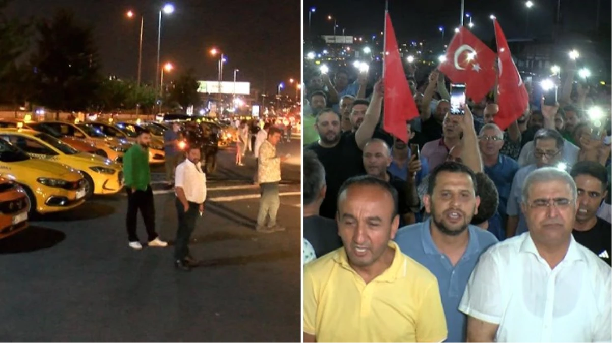 İstanbul'da Taksiciler Zam Talebiyle Eylem Yaptı