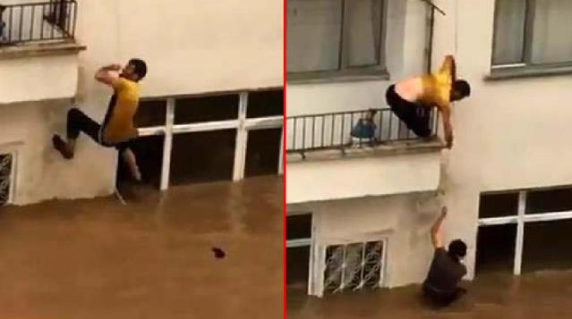Artvin'de yaşanan sel felaketinden yeni görüntü! Mahsur kalan çiftin mucize kurtuluşu kamerada