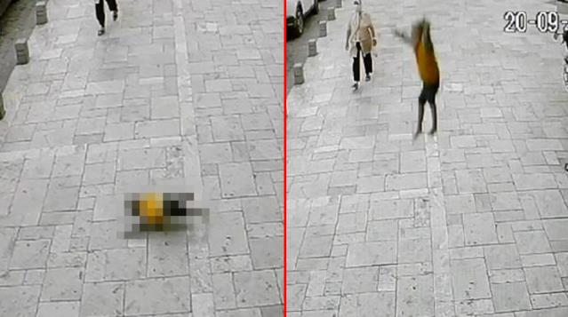 Balkondan sarkan bebeğin düşme anı kamerada