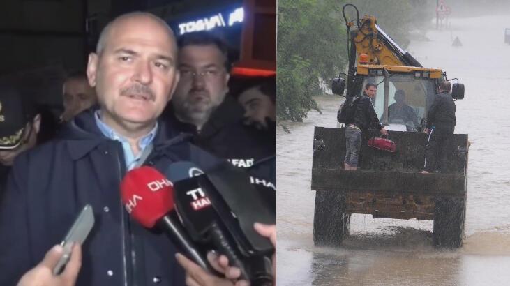Batı Karadeniz'i sel vurdu! Bakan Soylu: Taşkını en az zararla atlatmak için çalışıyoruz