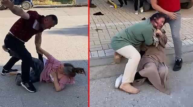 Boşanan çift ve yakınları arasında mal kavgası! Utandıran anlar kamerada