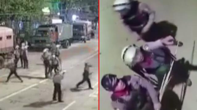 Bu kadarı da fazla! Myanmar'da yönetime el koyan ordu mensupları sivil halkın evlerine yabancı cisimler fırlatırken görüntülendi