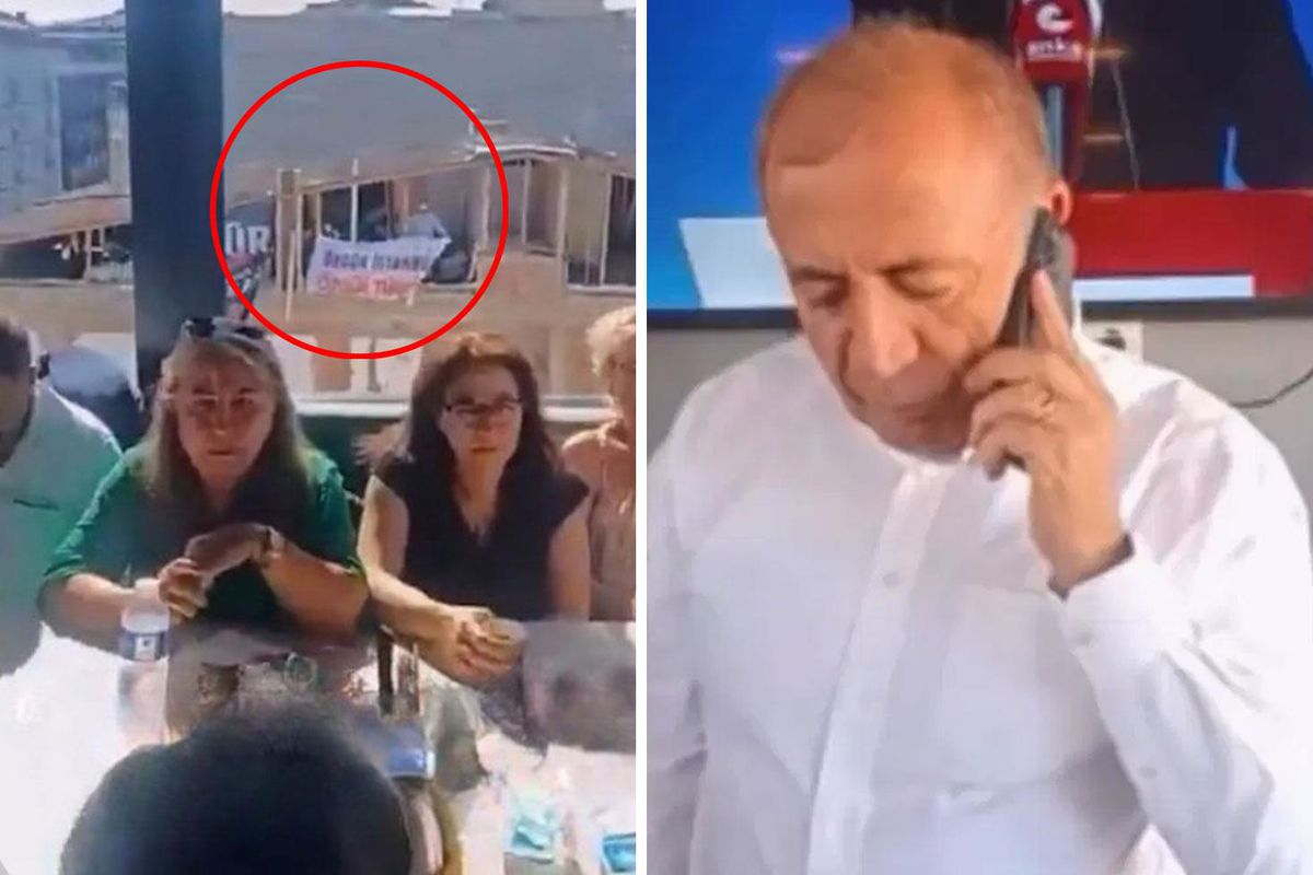 CHP Gençlik Kolları'ndan Gürsel Tekin'in toplantısına pankartlı protesto