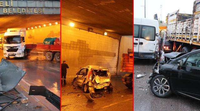 D100 Karayolu zincirleme kazasında 17 araç birbirine girdi, 4 kişi yaralandı