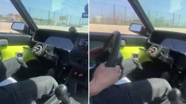 Direksiyonunu çıkardığı otomobiliyle faciaya davetiye çıkardı