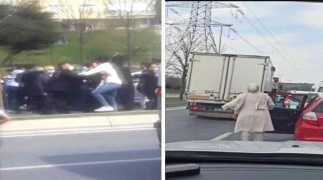Düğün konvoyundaki öfkeli taraflar ortalığı birbirine kattı