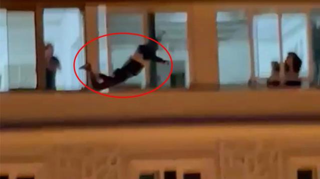 Genç adam 7. kattan atladı, çevredekilerin çığlıkları ortalığı inletti! O anlar kamerada