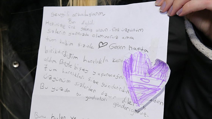 Kırklarelili 7 yaşındaki Eylül'ün deprem bölgesine gönderilecek yardım kolisindeki notu duygulandırdı