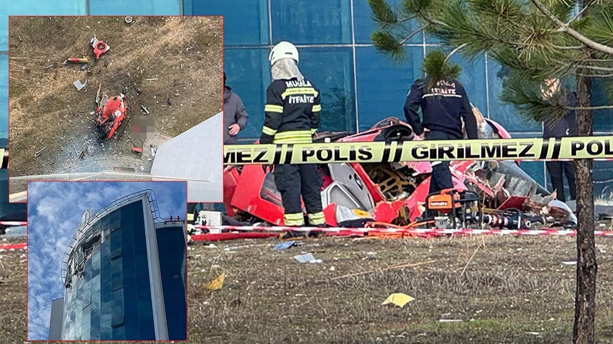 Muğla'da hastaneye çarpan helikopterin düşme anı ortaya çıktı! 2 pilot, 1 hekim ve 1 personel hayatını kaybetti!