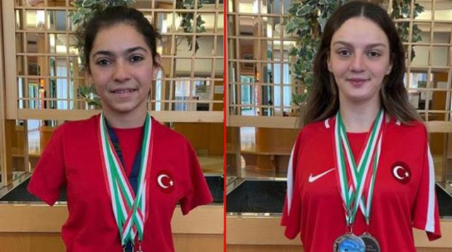 Sümeyye ve Sevilay'dan göğsümüzü kabartan başarı! İtalya'da kürsüye beraber çıktılar