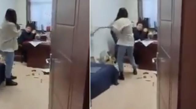 Tacizci patronunu paspas sapıyla dövdü! O anlar kameralara böyle yansıdı