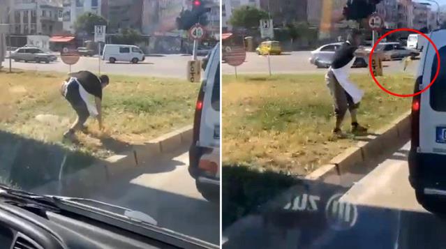 Trafikte yere muz kabuğu fırlattı, başka bir sürücü ise araca geri attı