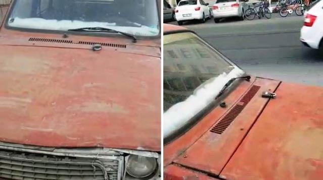 'Ultra güvenlikli' eski model otomobil görenleri hayrete düşürdü